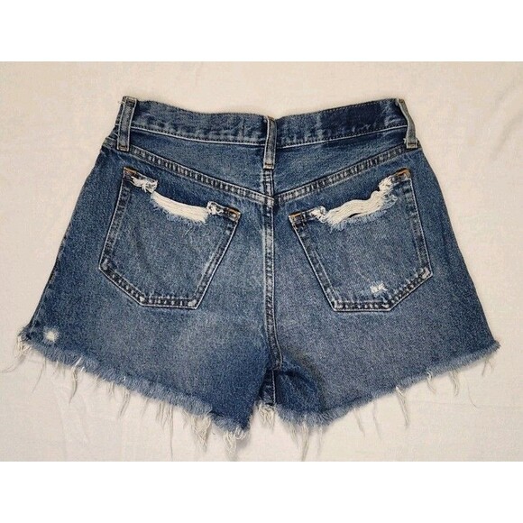 Abercrombie & Fitch Shorts 25/0 Blue Boyfriend Curve Love Distressed Cut Off - Picture 2 of 8